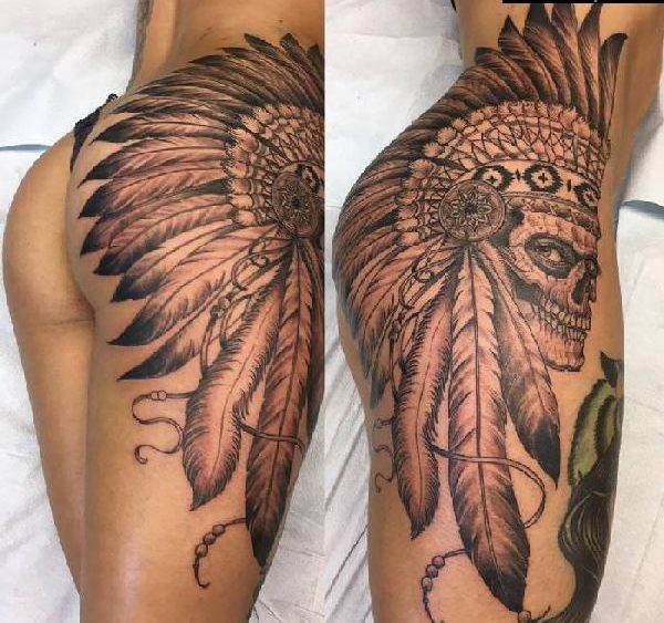Oberschenkel mann tattoo Tattoo Schrift