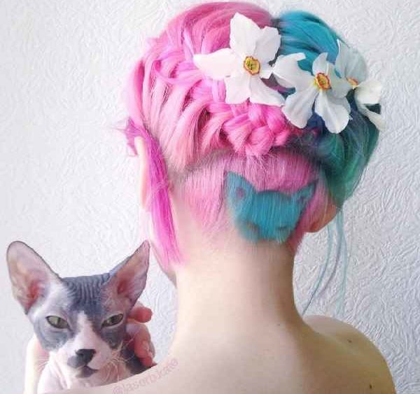 Regenbogen Undercut Katzen Tattoo Spirit