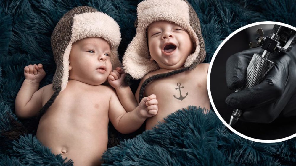 Tattoo, Idee, Anker, Baby, Brust