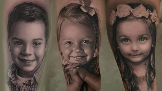 Tattoo, Idee, Realistic, Portrait, Blume, Kind