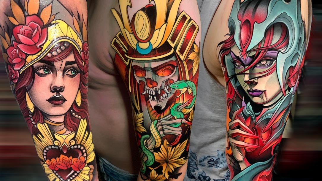 Tattoo, Idee, Oberarm, Blume, Samurai, Schlange