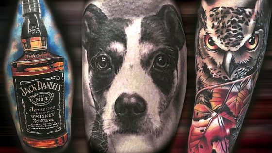 Tattoo, Idee,Hund, Realistic, Vogel, Flasche