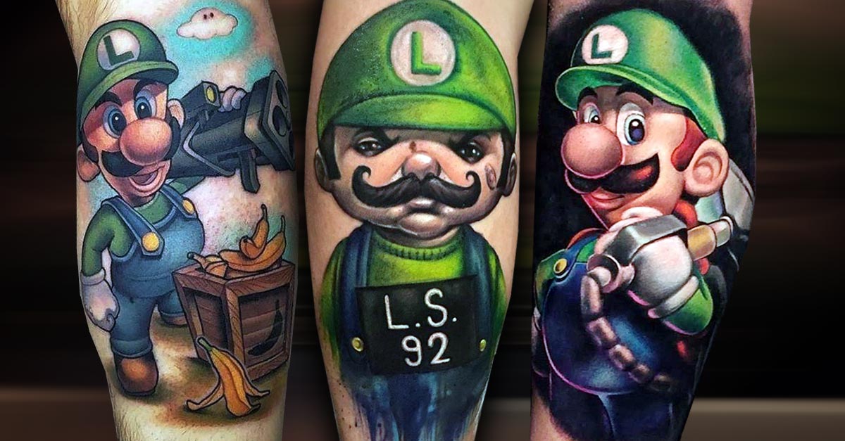 40 Luigi Tattoo Ideas For Men  Mario Bros Designs